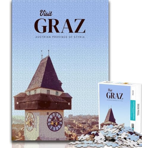 Puzzle für Teenager, 1000 Puzzles, Besuchen Sie Graz, für Lernspiele, Herausforderungen, Spielzeug, einzigartige Heimdekoration und Geschenke (75x50cm) von AADSAZA