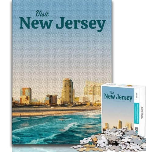 Puzzle für Teenager, 1000 Teile, „Besuchen Sie New Jersey“, pädagogisches Spielzeug zum Stressabbau, ganze Familie (75x50cm) von AADSAZA