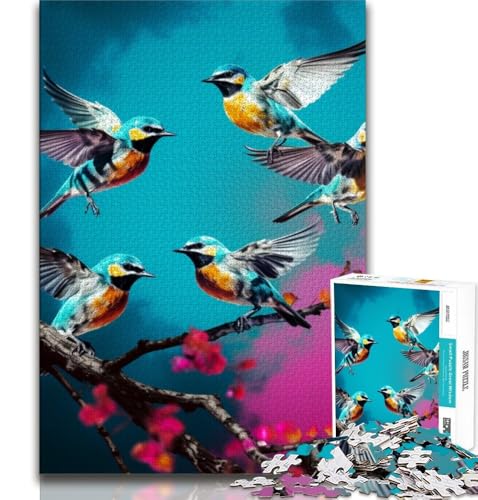 Puzzle für Teenager, 1000 Teile, Blumen und Vögel, entspannendes intellektuelles Lernspielzeug, Lernspiel für Geburtstag, Weihnachten (75x50cm) von AADSAZA