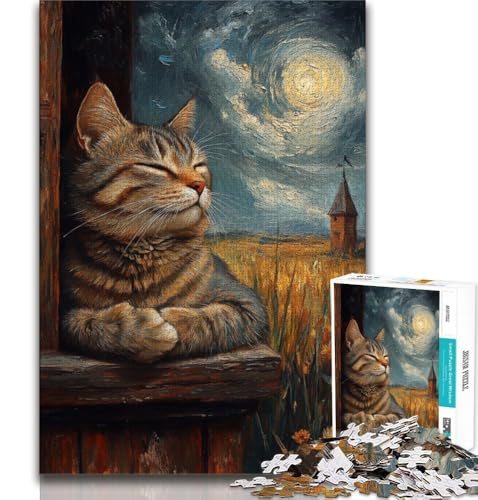 Puzzle für Teenager, 1000 Teile, Blumenkatze, Lernspiele, Heimdekoration, Lernspiel für Geburtstag, Weihnachten (38x26cm) von AADSAZA