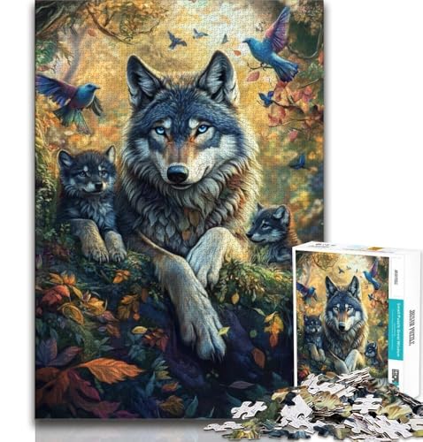Puzzle für Teenager, 1000 Teile, Die Wolfsfamilie, Lernspiele, Heimdekoration, Lernspiel für Geburtstag, Weihnachten (75x50cm) von AADSAZA