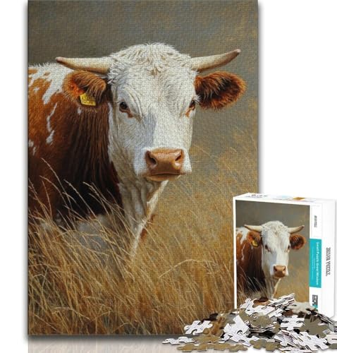 Puzzle für Teenager, 1000 Teile, Graslandkuh, anspruchsvolles Spiel und Lernspiel für die ganze Familie zum Geburtstag, Weihnachten (38x26cm) von AADSAZA