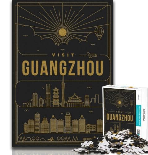 Puzzle für Teenager, 1000 Teile, Guangzhou, China, Lernspiele, Heimdekoration, ganze Familie (38x26cm) von AADSAZA