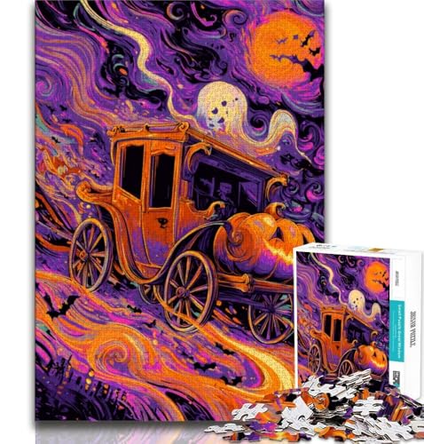 Puzzle für Teenager, 1000 Teile, Halloween-Kürbiskutsche, Stressabbau, Urlaub zu Hause, Zeit totschlagen, Liebe zwischen Paaren stärken (38x26cm) von AADSAZA