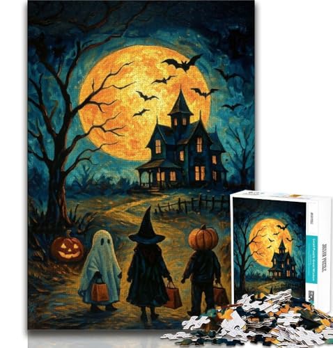 Puzzle für Teenager, 1000 Teile, Halloween-Schloss, Lernspiele, Heimdekoration, Lernspiel für Geburtstag, Weihnachten (75x50cm) von AADSAZA