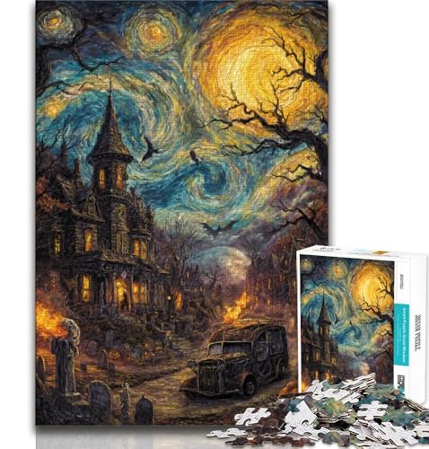 Puzzle für Teenager, 1000 Teile, Halloween-Skelettlandschaft, Stressabbau, schwierige Herausforderung, jedes Teil ist einzigartig – anspruchsvolles Familienspiel (38x26cm) von AADSAZA