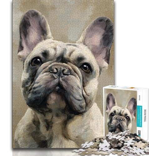 Puzzle für Teenager, 1000 Teile, Happy Bulldog, Stressabbau, Staycation, Zeitvertreib, Heimdekorationsspielzeug (38x26cm) von AADSAZA