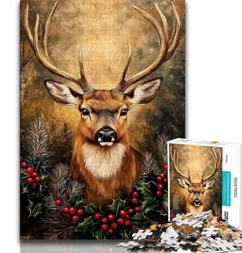Puzzle für Teenager, 1000 Teile, Hirsch, Lernspiele, Heimdekoration, Lernspiel für Geburtstag, Weihnachten (75x50cm) von AADSAZA