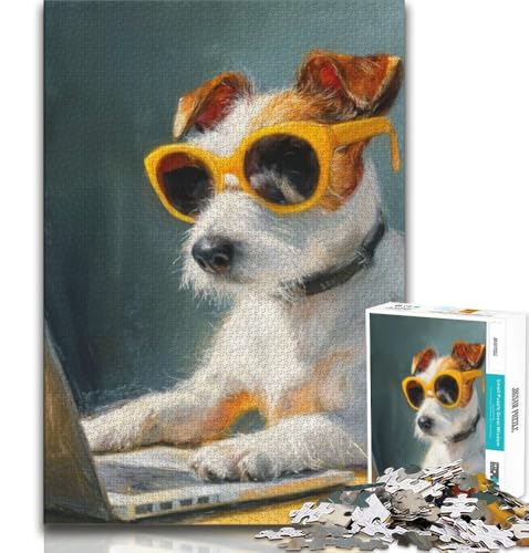Puzzle für Teenager, 1000 Teile, Jack Russell Terrier, dekomprimierendes intellektuelles Lernspielzeug, Lernspiel für Geburtstag, Weihnachten (38x26cm) von AADSAZA