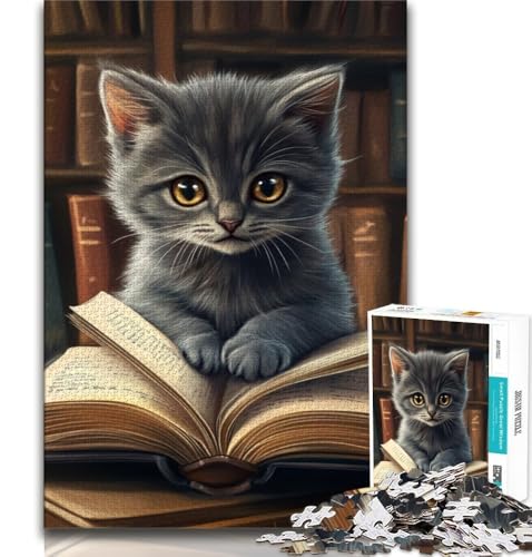 Puzzle für Teenager, 1000 Teile, Kätzchen lesen, hilft dem Gehirn beim Trainieren, süchtig machendes Spielzeug, um Geduld zu fördern, Geschenk zum Geburtstag (75x50cm) von AADSAZA