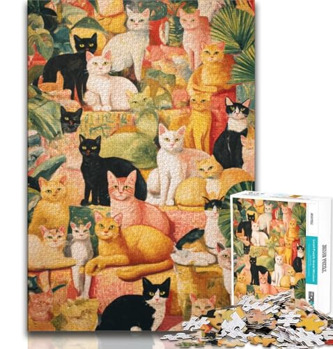Puzzle für Teenager, 1000 Teile, Katzenkunst, Lernspiele, Heimdekoration, Lernspiel für Geburtstag, Weihnachten (38x26cm) von AADSAZA