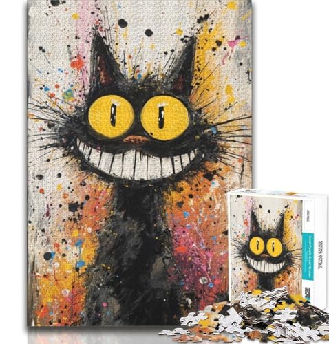 Puzzle für Teenager, 1000 Teile, Katzenkunst, Lernspiele, Heimdekoration, Lernspiel für Geburtstag, Weihnachten (38x26cm) von AADSAZA