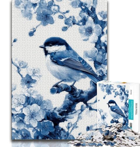 Puzzle für Teenager, 1000 Teile, Kleiner Blauer Vogel, pädagogisches Spielzeug zum Stressabbau, ganze Familie (75x50cm) von AADSAZA