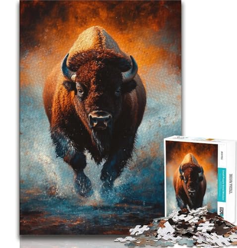 Puzzle für Teenager, 1000 Teile, Ölgemälde des amerikanischen Bisons, Spielzeug, Lernspiele, Stressabbau, Eltern-Kind-Interaktion (75x50cm) von AADSAZA