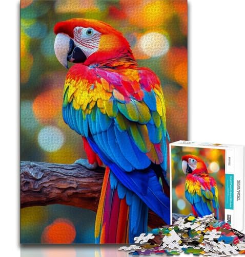 Puzzle für Teenager, 1000 Teile, Papageien-Ölgemälde, Familienunterhaltungsspielzeug mit passendem Poster und Quizblatt (75x50cm) von AADSAZA