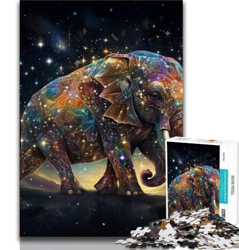 Puzzle für Teenager, 1000 Teile, Sterntier-Elefant, Spielzeug, Lernspiele, Stressabbau, Künstlersammlung, Bildende Kunst (38x26cm) von AADSAZA