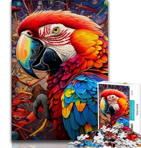 Puzzle für Teenager, 1000 Teile, Tiere, Vögel, Papageien, Familienunterhaltungsspielzeug mit passendem Poster und Quizblatt (75x50cm) von AADSAZA