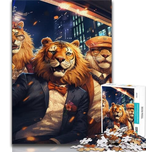 Puzzle für Teenager, 1000 Teile, Tierparty, dekomprimierendes intellektuelles Lernspielzeug, Lernspiel für Geburtstag, Weihnachten (38x26cm) von AADSAZA
