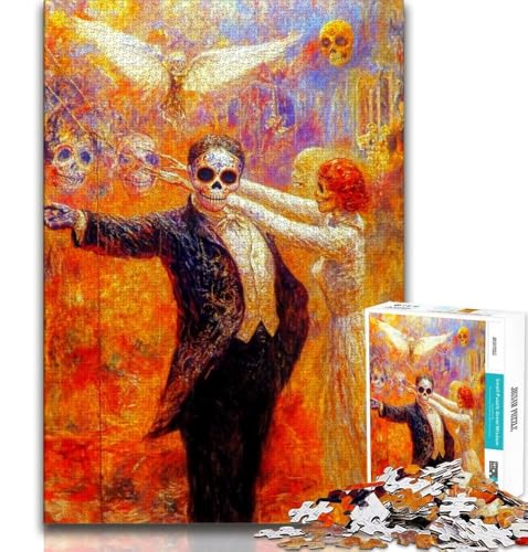 Puzzle für Teenager, 1000 Teile, Totenkopf im mexikanischen Stil, Stressabbau, Staycation, Zeit totschlagen, Heimdekorationsspielzeug (75x50cm) von AADSAZA