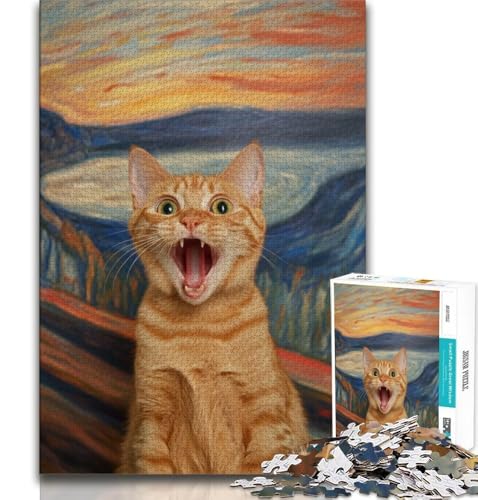 Puzzle für Teenager, 1000 Teile, Van Goghs schockierte Katze, dekomprimierendes intellektuelles Lernspielzeug, Lernspiel für Geburtstag, Weihnachten (38x26cm) von AADSAZA