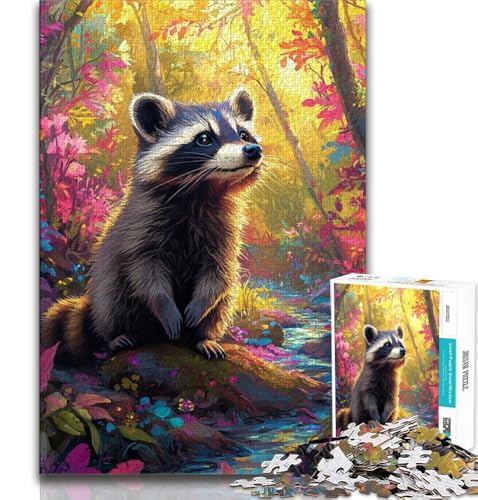 Puzzle für Teenager, 1000 Teile, Waldwaschbär, Lernspiele, Heimdekoration, Lernspiel für Geburtstag, Weihnachten (38x26cm) von AADSAZA