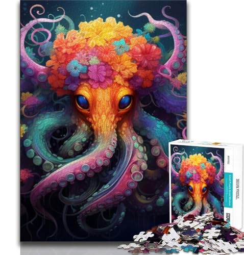 Puzzle für Teenager, 1000 Teile, bunter Oktopus, dekomprimierendes intellektuelles Lernspielzeug, ganze Familie (75x50cm) von AADSAZA