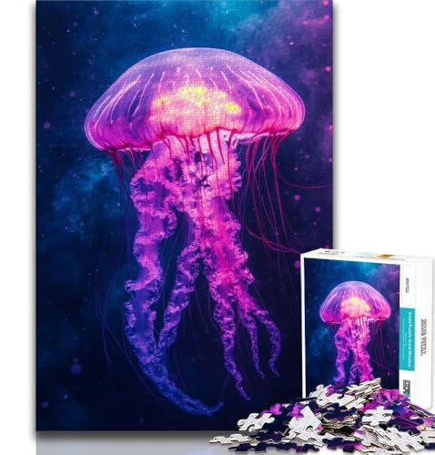 Puzzle für Teenager, 1000 Teile, psychedelische Quallen, Familienunterhaltungsspielzeug mit passendem Poster und Quizblatt (38x26cm) von AADSAZA