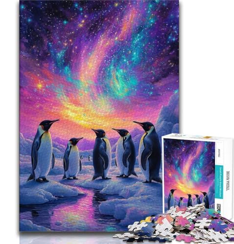 Puzzle für Teenager, 1000 Teile,Pinguine unter der Aurora, Lernspiele, Heimdekoration, Lernspiel für Geburtstag, Weihnachten (75x50cm) von AADSAZA