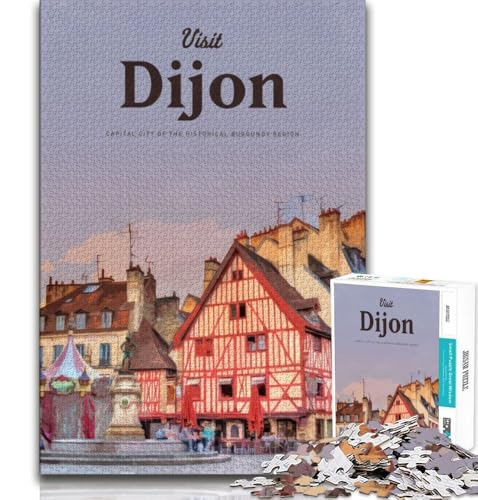 Puzzle für Teenager, 1000-teiliges Puzzle, Besuchen Sie Dijon, helfen Sie dem Gehirn, süchtig machendes Spielzeug zu trainieren, um Geduld zu fördern und das Gedächtnis zu verbessern (38x26cm) von AADSAZA