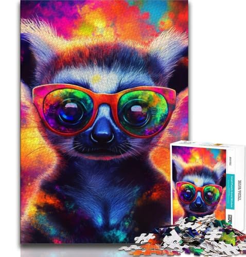 Puzzle für Teenager, 1000-teiliges Puzzle, Neon-Lemur, lehrreich, ganze Familie (38x26cm) von AADSAZA