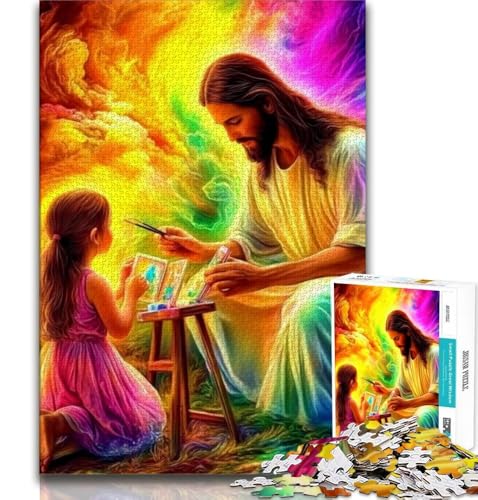 Puzzle für Teenager, 1000-teiliges Puzzle „Jesus und das kleine Mädchen“, lehrreich ganze Familie (38x26cm) von AADSAZA