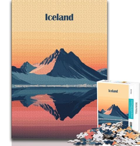 Puzzle für Teenager, Sonnenuntergang in den Bergen Islands, Lernspielzeug, Spaß für zu Hause, Geburtstagsgeschenk, Reisegeschenk (75x50cm) von AADSAZA
