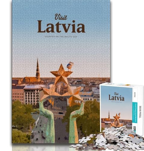 Puzzle für Teenager: Besuchen Sie Lettland, Herausforderung der Gehirnintelligenz, süchtig machendes Spielzeug, Geburtstagsgeschenk, Geschenke, Wandkunst (75x50cm) von AADSAZA