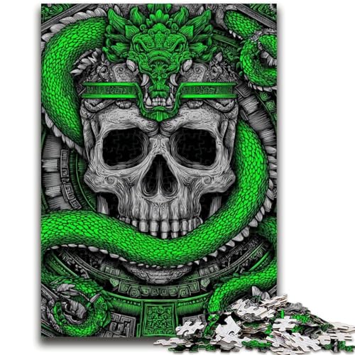 Puzzle mit 1000 Teilen „Grüne Schlange und Totenkopf“ für Teenager, Lernspiele, Heimdekoration, Geschenk für die ganze Familie (38x26cm) von AADSAZA