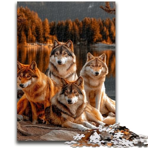 Puzzle mit 1000 Teilen Vier Wölfe für Teenager, Quizspiel, Wanddekoration, einzigartige Geburtstags (50x75cm) von AADSAZA