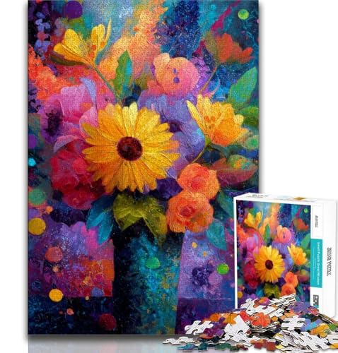 Puzzle mit 1000 Teilen für Erwachsene, Blumen in Einer Vase malen, Stressabbau, schwierige Herausforderung, jedes Teil ist einzigartig – anspruchsvolles Familienspiel (75x50cm) von AADSAZA