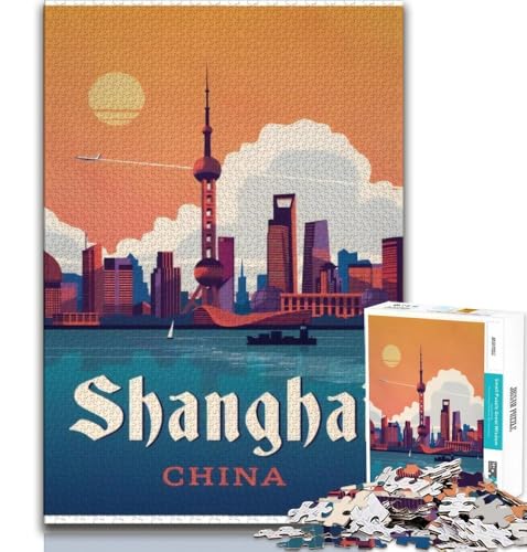 Puzzle mit 1000 Teilen für Erwachsene, Geschenke für Shanghai, lebendiges und einzigartiges Design, entspannendes und herausforderndes Puzzle-Erlebnis (75x50cm) von AADSAZA