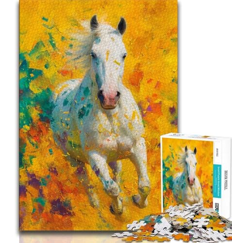 Puzzle mit 1000 Teilen für Erwachsene, Geschenke zum Thema „Weißes Pferd malen“, lustige Spiele für die ganze Familie, lustige Aktivitäten zu Hause, Geburtstagsgeschenk, Reisegeschenke (38x26cm) von AADSAZA