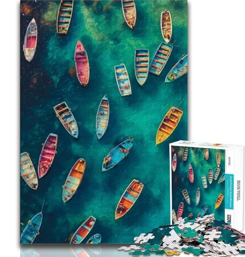 Puzzle mit 1000 Teilen für Erwachsene und Jugendliche, kleines Boot auf dem Meer, Stressabbau, Urlaubswunschliste zum Zeitvertreib mit dem Weihnachtsmann (75x50cm) von AADSAZA