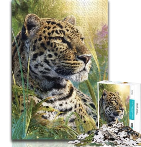 Puzzle mit 1000 Teilen für Teenager, Dschungelleopard, anspruchsvolles Spiel und Lernspiel für die ganze Familie zum Geburtstag, Weihnachten (75x50cm) von AADSAZA