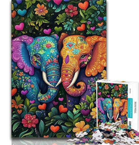 Puzzle mit 1000 Teilen für Teenager, Elefantenpaar, anspruchsvolles Spiel und Lernspiel für die ganze Familie zum Geburtstag, Weihnachten (38x26cm) von AADSAZA