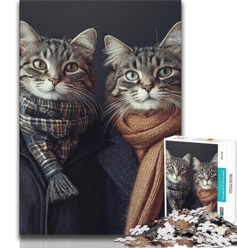 Puzzle mit 1000 Teilen für Teenager, Katzenpaar, anspruchsvolles Spiel und Lernspiel für die ganze Familie zum Geburtstag, Weihnachten (38x26cm) von AADSAZA
