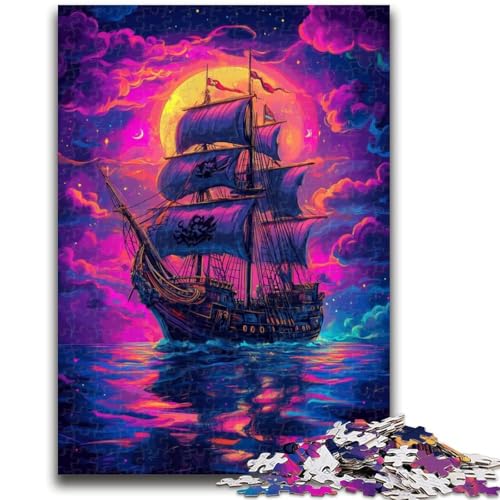 Puzzle mit 1000 Teilen für Teenager, Piratenschiff, Lernspiele, Heimdekoration, Geschenk für die ganze Familie (50x75cm) von AADSAZA