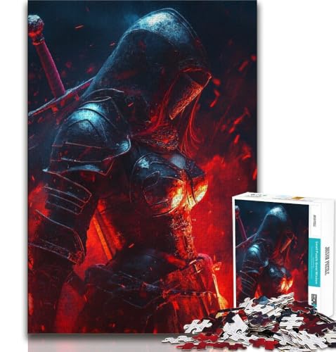 Puzzle mit 1000 Teilen zum Malen von mittelalterlichen Rittern und Kriegern für Teenager, Stressabbau, Zeitvertreib zu Hause mit passendem Poster und Quizblatt (38x26cm) von AADSAZA