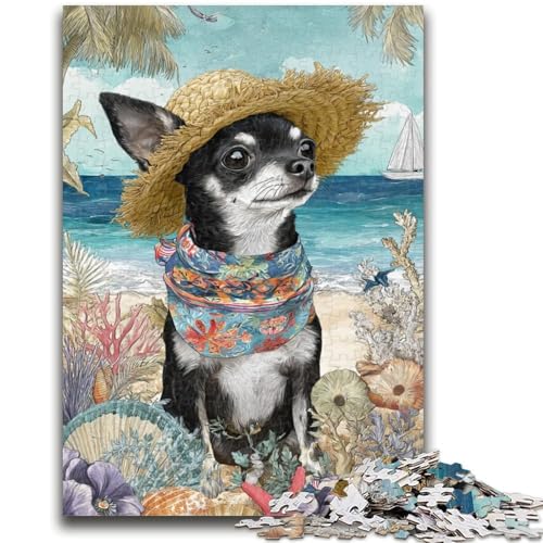 Puzzle mit 1000 Teilen zum Thema Hund im Urlaub für Teenager, Quizspiel, Wanddekoration, einzigartige Geburtstags (38x26cm) von AADSAZA
