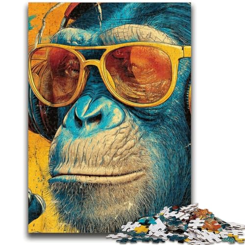 Puzzle mit AFFE und Brille für Teenager, 1000 Teile, lustige Spiele, jedes Teil ist einzigartig – anspruchsvolles Familienspiel (38x26cm) von AADSAZA