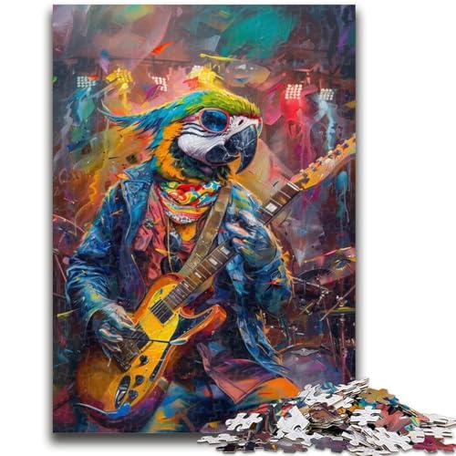 Puzzle mit Gitarre spielendem Papagei für Teenager, Stressabbau, Zeitvertreib zu Hause, mit passendem Poster und Quizblatt (50x75cm) von AADSAZA