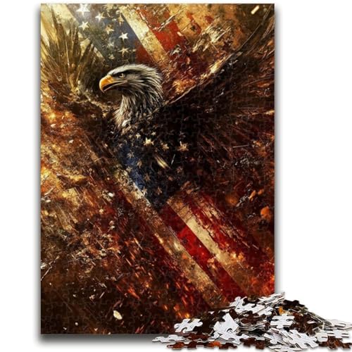 Puzzle mit amerikanischer Flagge und Adler für Teenager, 1000 Teile, anspruchsvoll zu vervollständigen, Aber lustig und humorvoll, einzigartige Heimdekoration und Geschenke (38x26cm) von AADSAZA