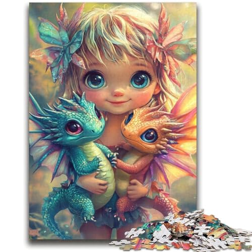 Puzzle mit kleinem Mädchen und Drachen, 2000 Teile, für Erwachsene, Geschenke, für Lernspiele, Herausforderungsspielzeug, einzigartige Heimdekoration und Geschenke (70x100cm) von AADSAZA