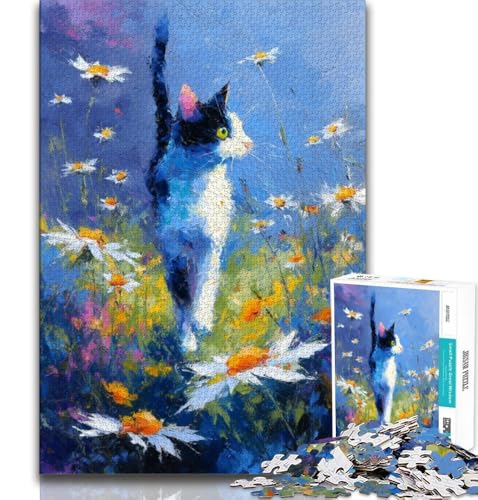 Puzzles für Erwachsene und Jugendliche, 1000-teiliges Puzzle, Kätzchen-Ölgemälde, dekomprimierendes intellektuelles Lernspielzeug, Lernspiel für Geburtstag, Weihnachten (38x26cm) von AADSAZA